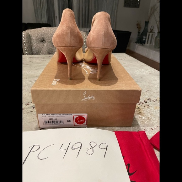 SOLD Christian Louboutin Galativi 70 nude mesh heels 38 - Picture 5 of 12